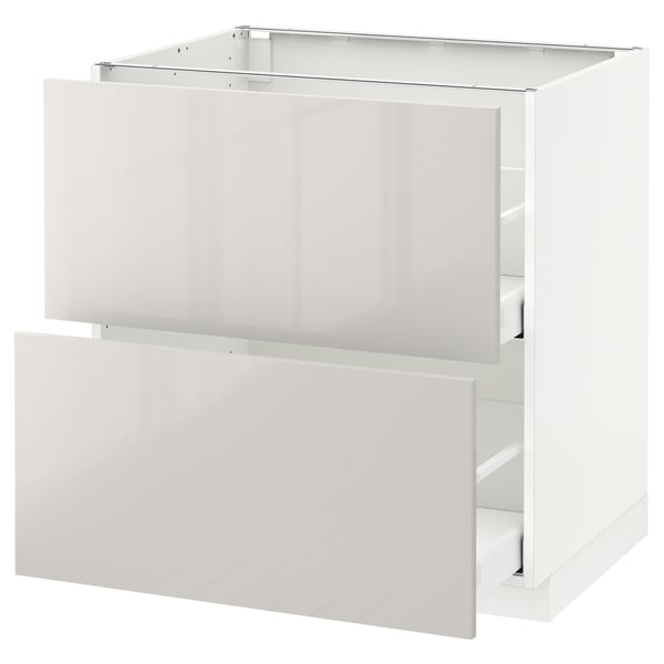 METOD / MAXIMERA Base cb 2 fronts/2 high drawers, white/Ringhult light grey, 80x60 cm