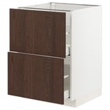 METOD / MAXIMERA Base cb 2 fronts/2 high drawers, white/Sinarp brown, 60x60 cm