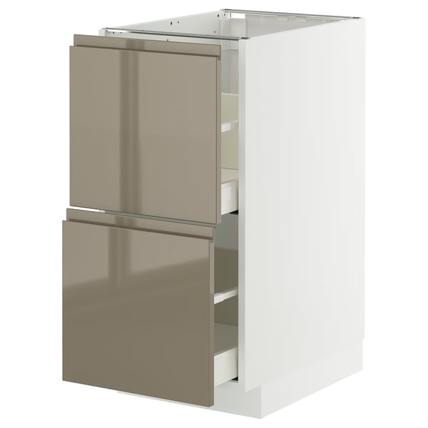 METOD / MAXIMERA Base cb 2 fronts/2 high drawers, white/Voxtorp high-gloss dark grey-brown, 40x60 cm
