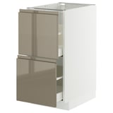 METOD / MAXIMERA Base cb 2 fronts/2 high drawers, white/Voxtorp high-gloss dark grey-brown, 40x60 cm