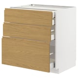 METOD / MAXIMERA Base cb 3 frnts/2 low/1 md/1 hi drw, white/Voxtorp oak effect, 80x60 cm