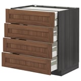 METOD / MAXIMERA Base cb 4 frnts/2 low/3 md drwrs, black Enköping/brown walnut effect, 80x60 cm