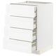 White METOD kitchen unit with four smooth drawers, sleek design.
