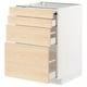 METOD / MAXIMERA Bc w pull-out work surface/3drw, white/Askersund light ash effect, 60x60 cm