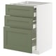 METOD / MAXIMERA Bc w pull-out work surface/3drw, white/Axstad grey-green, 60x60 cm