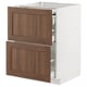 METOD / MAXIMERA Bc w pull-out work surface/3drw, white Enköping/brown walnut effect, 60x60 cm