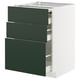 METOD / MAXIMERA Bc w pull-out work surface/3drw, white/Havstorp deep green, 60x60 cm