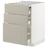 METOD / MAXIMERA Bc w pull-out work surface/3drw, white/Stensund beige, 60x60 cm