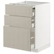 METOD / MAXIMERA Bc w pull-out work surface/3drw, white/Stensund beige, 60x60 cm