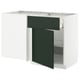 METOD / MAXIMERA Corner base cab w drawer and shelf, white/Havstorp deep green, 128x68 cm
