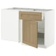 METOD / MAXIMERA Corner base cab w drawer and shelf, white/Vedhamn oak, 128x68 cm