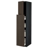 METOD / MAXIMERA Hc w p-o func 1dr/4drw, black/Sinarp brown, 40x60x200 cm