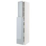 METOD / MAXIMERA Hc w p-o func 4drw/1dr/2shlv, white/Kallarp light grey-blue, 40x60x220 cm