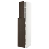 METOD / MAXIMERA Hc w p-o func 4drw/1dr/2shlv, white/Sinarp brown, 40x60x220 cm