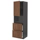 METOD / MAXIMERA Hi cab f micro w door/2 drawers, black Enköping/brown walnut effect, 60x60x200 cm