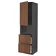 METOD / MAXIMERA Hi cab f micro w door/2 drawers, black Enköping/brown walnut effect, 60x60x220 cm