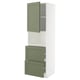 METOD / MAXIMERA Hi cab f micro w door/2 drawers, white/Axstad grey-green, 60x60x200 cm
