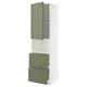 METOD / MAXIMERA Hi cab f micro w door/2 drawers, white/Axstad grey-green, 60x60x220 cm