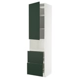 METOD / MAXIMERA Hi cab f micro w door/2 drawers, white/Havstorp deep green, 60x60x240 cm