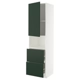 METOD / MAXIMERA Hi cab f micro w door/2 drawers, white/Havstorp deep green, 60x60x220 cm