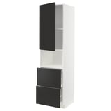 METOD / MAXIMERA Hi cab f micro w door/2 drawers, white/Nickebo matt anthracite, 60x60x220 cm