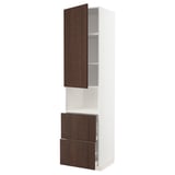 METOD / MAXIMERA Hi cab f micro w door/2 drawers, white/Sinarp brown, 60x60x240 cm