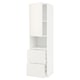 METOD / MAXIMERA Hi cab f micro w door/2 drawers, white/Veddinge white, 60x60x220 cm