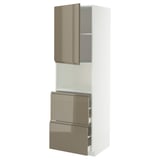 METOD / MAXIMERA Hi cab f micro w door/2 drawers, white/Voxtorp high-gloss dark grey-brown, 60x60x200 cm