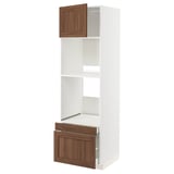METOD / MAXIMERA Hi cab f ov/combi ov w dr/2 drwrs, white Enköping/brown walnut effect, 60x60x200 cm