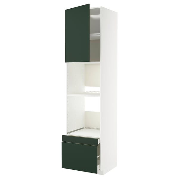 METOD / MAXIMERA Hi cab f ov/combi ov w dr/2 drwrs, white/Havstorp deep green, 60x60x240 cm