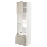 METOD / MAXIMERA Hi cab f ov/combi ov w dr/2 drwrs, white/Stensund beige, 60x60x220 cm