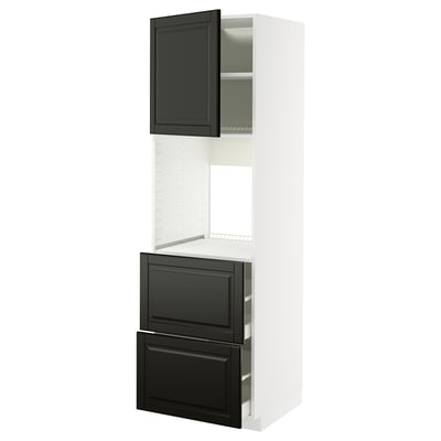 METOD / MAXIMERA Hi cab f ov w dr/2 frnts/2 hi drwrs, white/Bodbyn black, 60x60x200 cm
