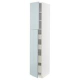 METOD / MAXIMERA Hi cab w 2 doors/4 drawers, white/Kallarp light grey-blue, 40x60x220 cm