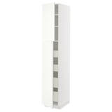 METOD / MAXIMERA Hi cab w 2 doors/4 drawers, white/Vallstena white, 40x60x220 cm