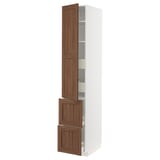 METOD / MAXIMERA Hi cab w shlvs/4 drawers/dr/2 frnts, white Enköping/brown walnut effect, 40x60x220 cm