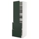 METOD / MAXIMERA Hi cab w shlvs/4 drawers/dr/2 frnts, white/Havstorp deep green, 60x60x200 cm