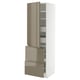 METOD / MAXIMERA Hi cab w shlvs/4 drawers/dr/2 frnts, white/Voxtorp high-gloss dark grey-brown, 60x60x200 cm