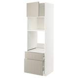 METOD / MAXIMERA High cab f oven/micro w dr/2 drwrs, white/Stensund beige, 60x60x200 cm