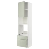 METOD / MAXIMERA High cab f oven/micro w dr/2 drwrs, white/Stensund light green, 60x60x240 cm