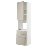 METOD / MAXIMERA High cab f oven w door/3 drawers, white/Stensund beige, 60x60x240 cm