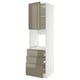 METOD / MAXIMERA High cab f oven w door/3 drawers, white/Voxtorp high-gloss dark grey-brown, 60x60x220 cm