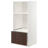 METOD / MAXIMERA High cab for oven/micro w drawer, white/Sinarp brown, 60x60x140 cm