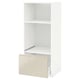 METOD / MAXIMERA High cab for oven/micro w drawer, white/Voxtorp high-gloss light beige, 60x60x140 cm