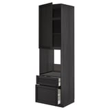 METOD / MAXIMERA High cabinet f oven+door/2 drawers, black/Lerhyttan black stained, 60x60x220 cm