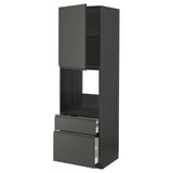 METOD / MAXIMERA High cabinet f oven+door/2 drawers, black/Voxtorp dark grey, 60x60x200 cm