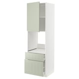 METOD / MAXIMERA High cabinet f oven+door/2 drawers, white/Stensund light green, 60x60x200 cm
