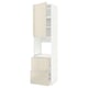 METOD / MAXIMERA High cabinet f oven+door/2 drawers, white/Voxtorp high-gloss light beige, 60x60x240 cm