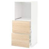 METOD / MAXIMERA High cabinet w 2 drawers for oven, white/Askersund light ash effect, 60x60x140 cm