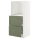 METOD / MAXIMERA High cabinet w 2 drawers for oven, white/Axstad grey-green, 60x60x140 cm