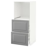 METOD / MAXIMERA High cabinet w 2 drawers for oven, white/Bodbyn grey, 60x60x140 cm
